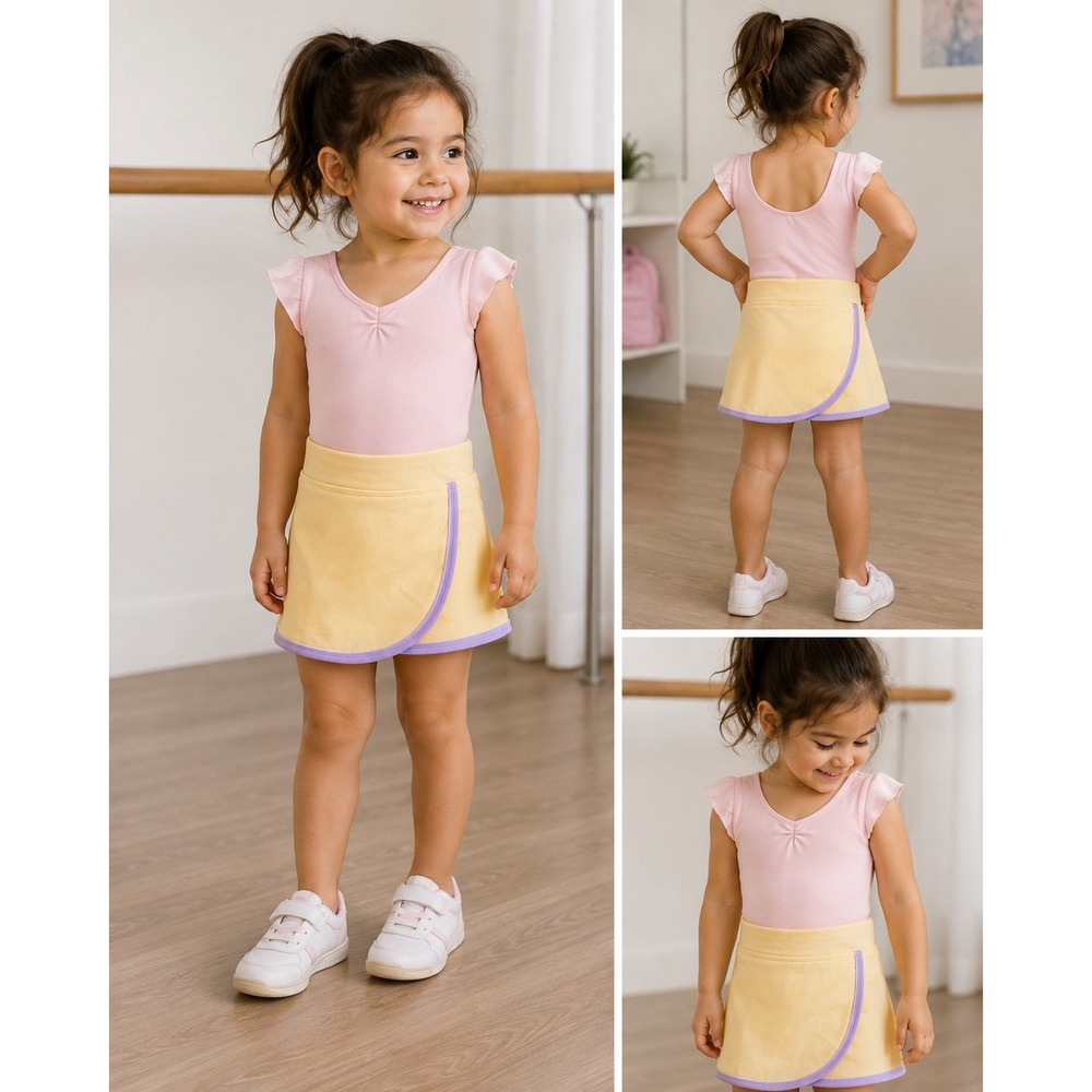 Future Star by Capezio Girls Daffodil Yellow Rolldown Skort Medium S7009CP NWT